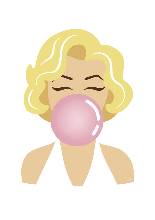 Poster Marilyn Monroe Pink Bubble Gum Portrait