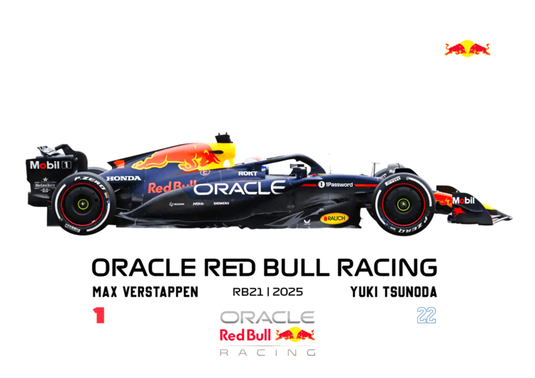 T-shirt Oracle Red Bull Racing Team and Drivers Artwork