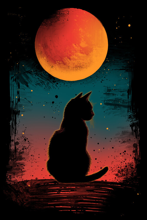 Poster Cat in the night