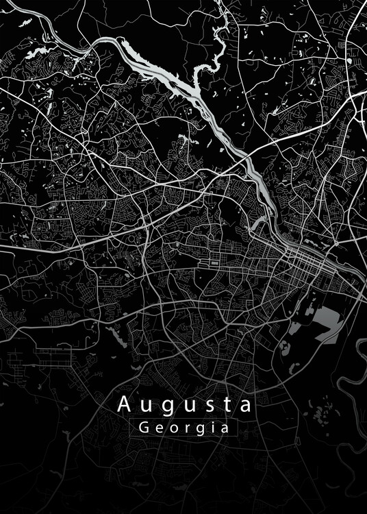 Juliste Augusta Georgia City Map black