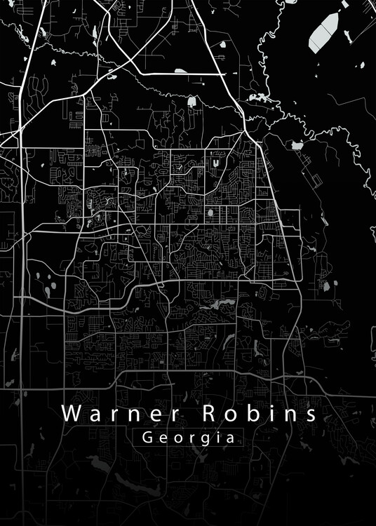 Juliste Warner Robins Georgia City Map black