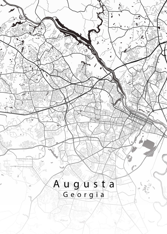 Juliste Augusta Georgia City Map white