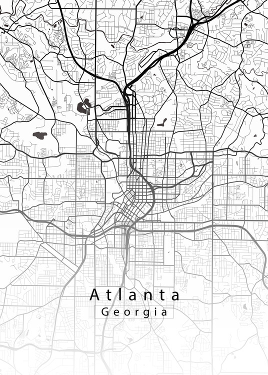 Juliste Atlanta Georgia City Map white