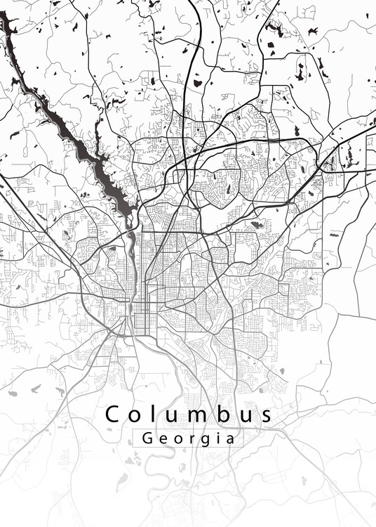 Juliste Columbus Georgia City Map white