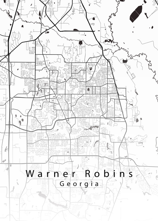 Juliste Warner Robins Georgia City Map white