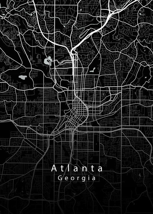 Juliste Atlanta Georgia City Map black