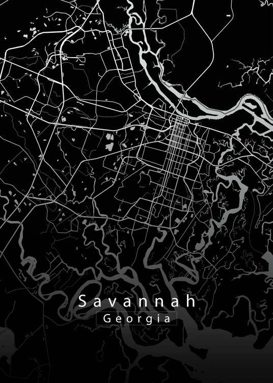 Juliste Savannah Georgia City Map black