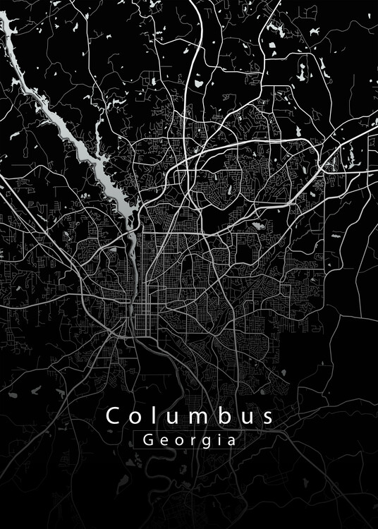 Juliste Columbus Georgia City Map black