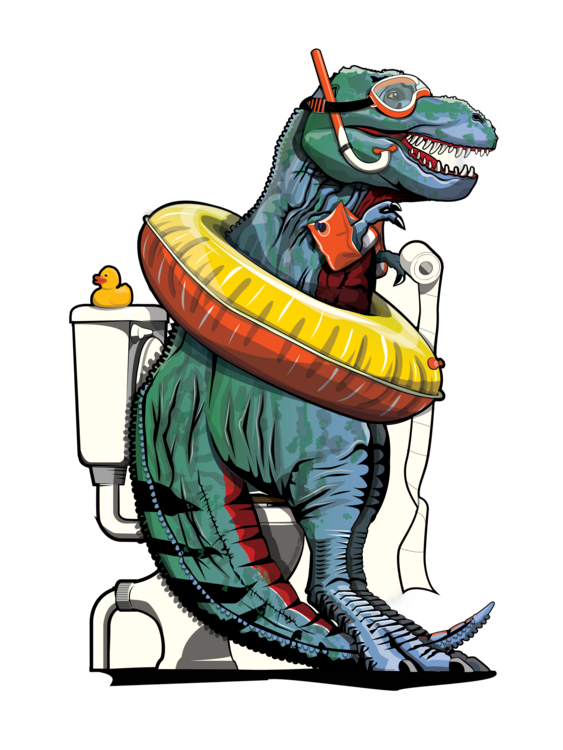 Maglietta Dinosaur T-Rex on the Toilet, Funny bathroom humour