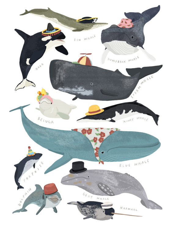 Maglietta Whales In Hats