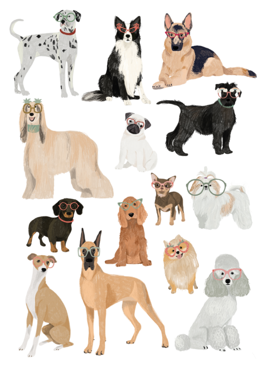 Maglietta Dogs in glasses Print