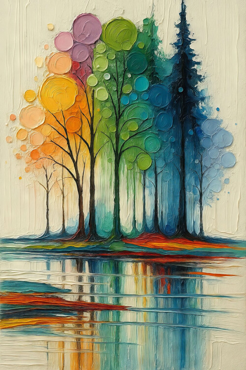 Plakat Forest Spectrum Colorful Bubbles & Water Reflection wall Art