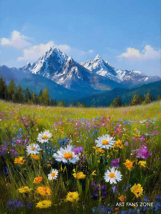 Poster Wildflowers Overlooking the Scottish Loch, Canvas Wall Art