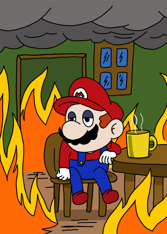Plakát Everything is Fine: Mario's Coffee Break in Chaos