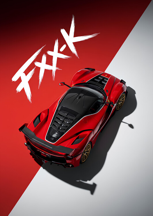 Poster Ferrari SF90 XX Stradale Red and White Diagonal Background