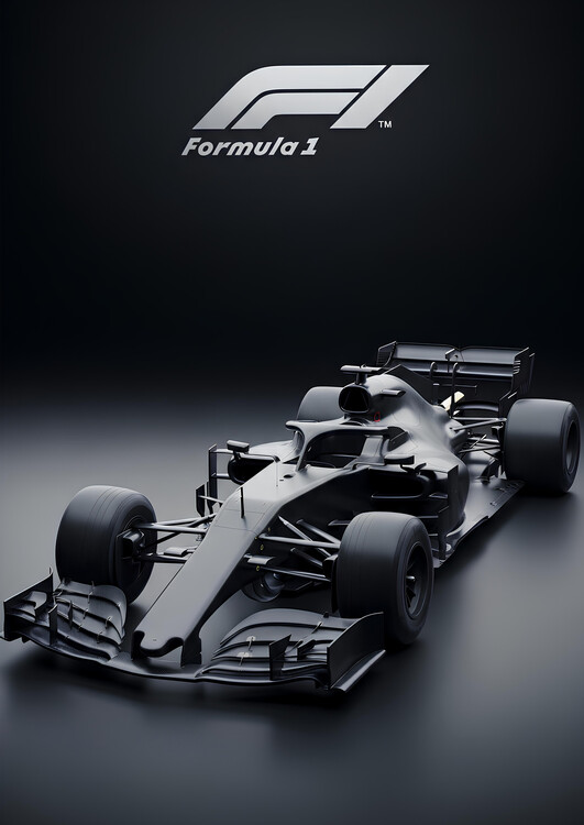 Poster Formula 1 F1 Modern Race Car in Monochrome Gray