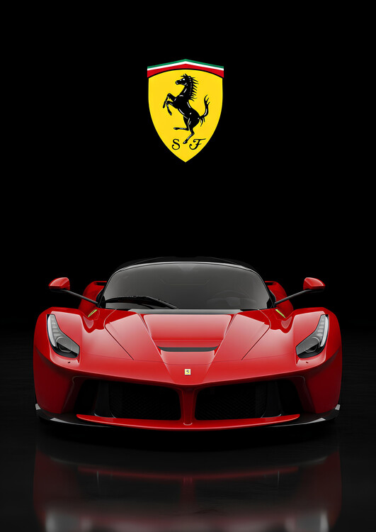 Poster Ferrari LaFerrari Scuderia Ferrari Shield Logo on Black