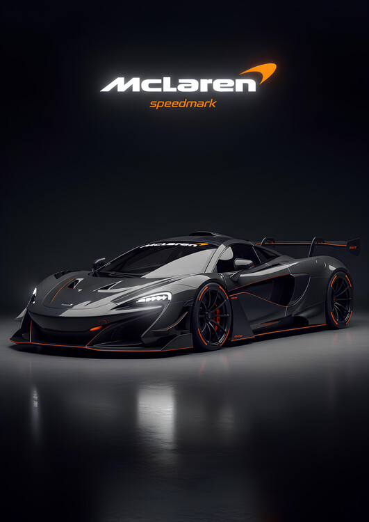 Poster McLaren 600LT Spider in Stealth Gray with Orange Accents