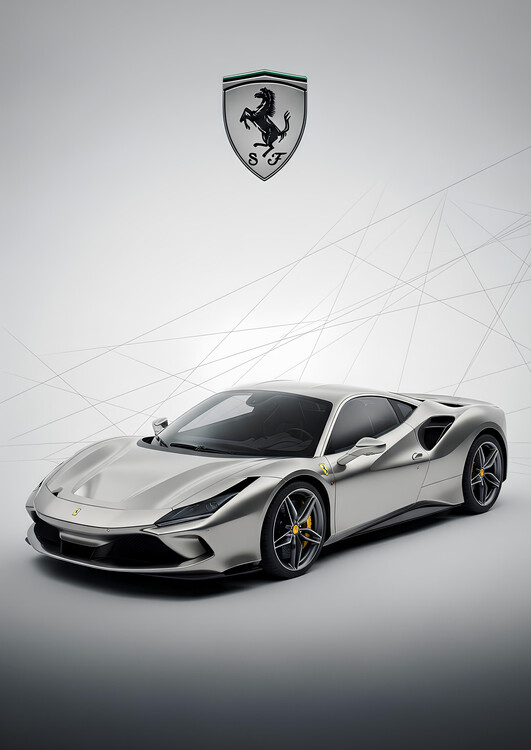 Poster Ferrari F8 Tributo in Grigio Titanio Silver