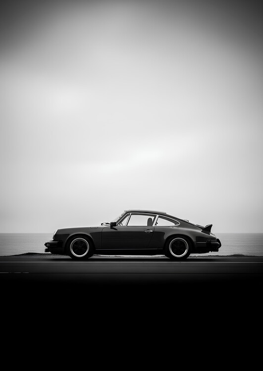 Poster Classic Porsche 911 Carrera in Black - Side Profile