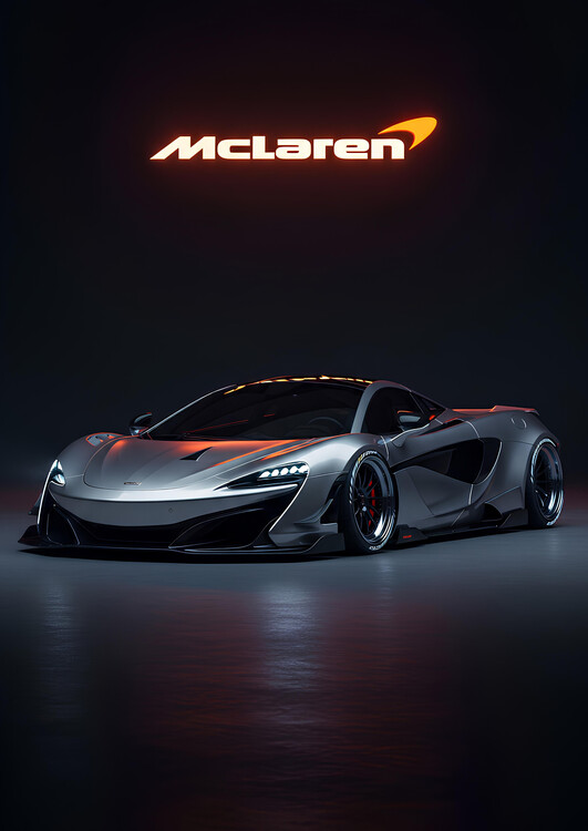 Poster McLaren 600LT supercar 3D Render with McLaren Logo