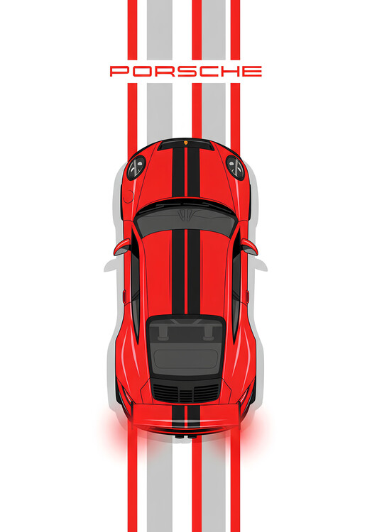 Poster Porsche 911 GT3 RS in Guards Red Minimalist Poster Art