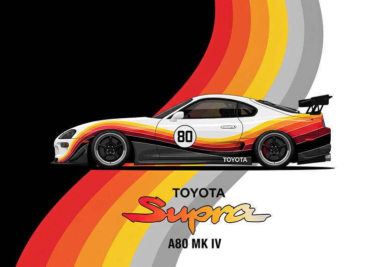 Poster Toyota Supra A80 MK IV Side Profile Vector Illustration