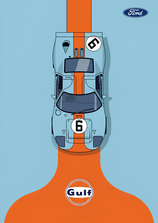 Poster Ford GT40 Number 6 Gulf Racing Livery