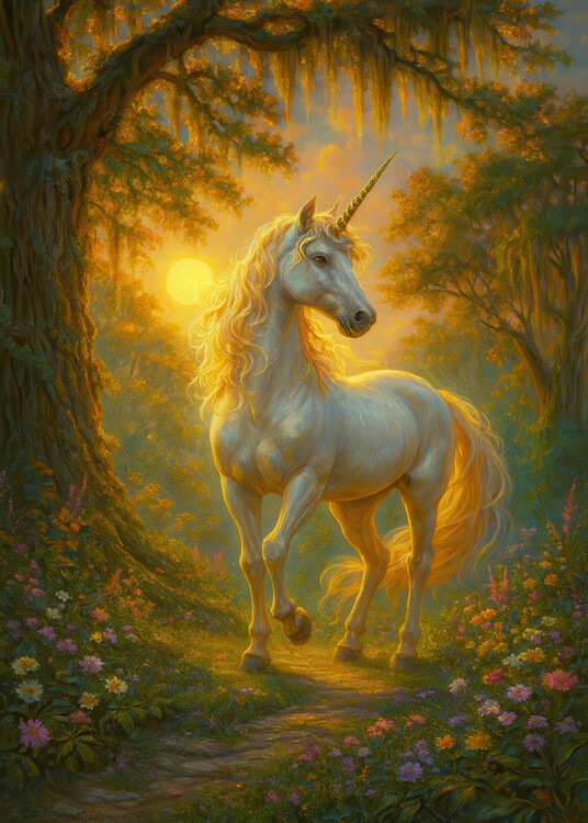 Poster The Golden Unicorn of the Enchanted Forest
