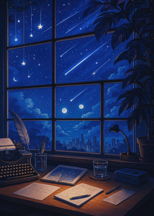 Poster Writing Under a Sky Full of Falling Stars