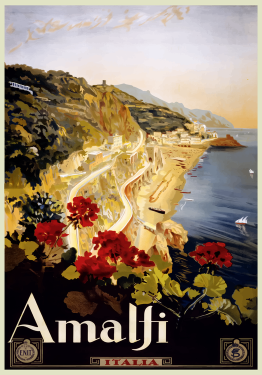 Плакат Vintage Travel Poster Amalfi Italy