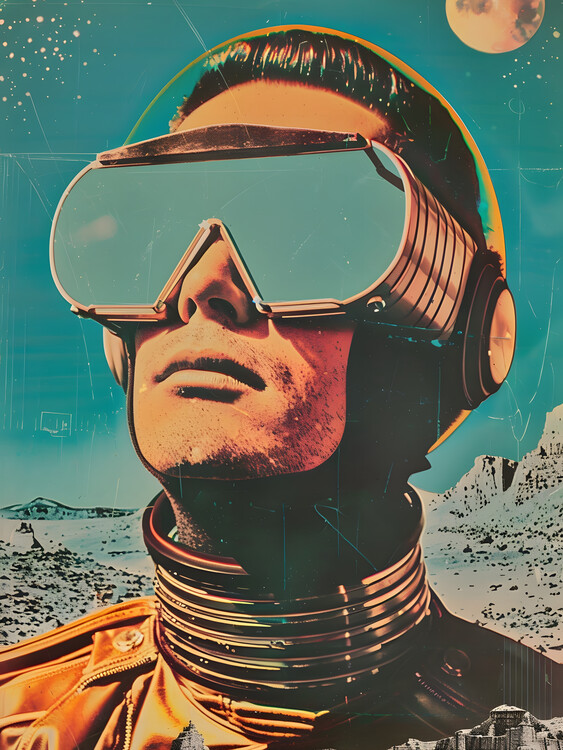 Canvas Print Retro Sci-fi Astronaut
