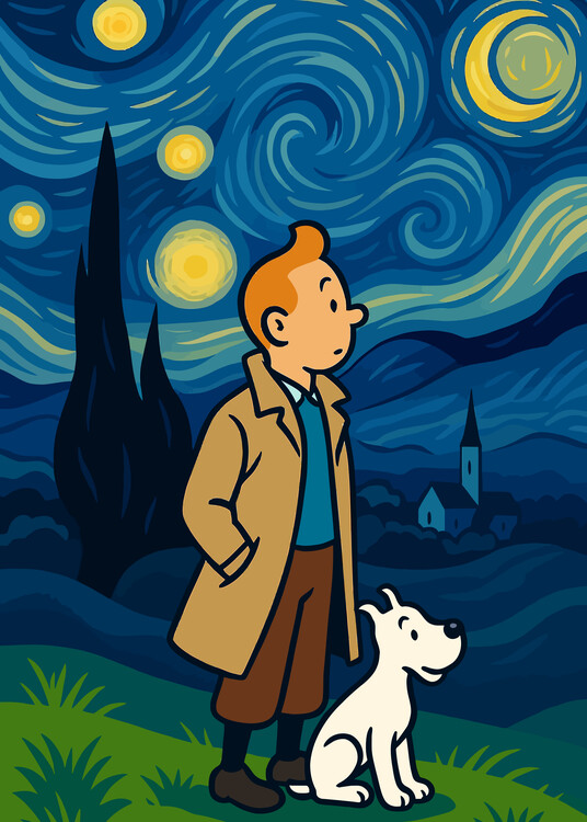 Plakát Tin tin starry night van gogh