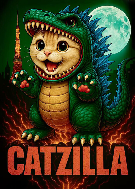 Plakát Meme Catzilla