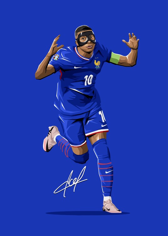 Poster French Football Player Number 10 Celebrating Goal