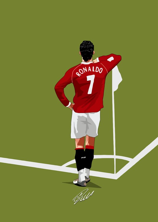 Poster Footballer No 7 With Red Jersey Illustration