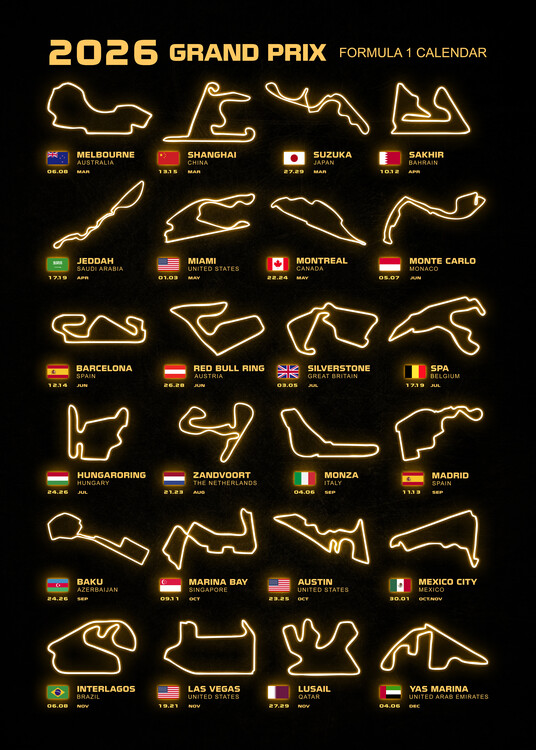 Poster Formula 1 Season Calendar 2026