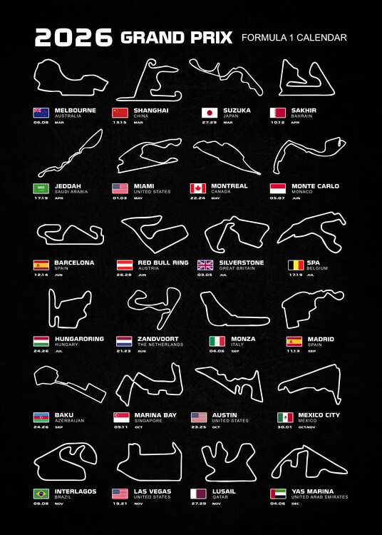 Poster Formula 1 Season Calendar 2026