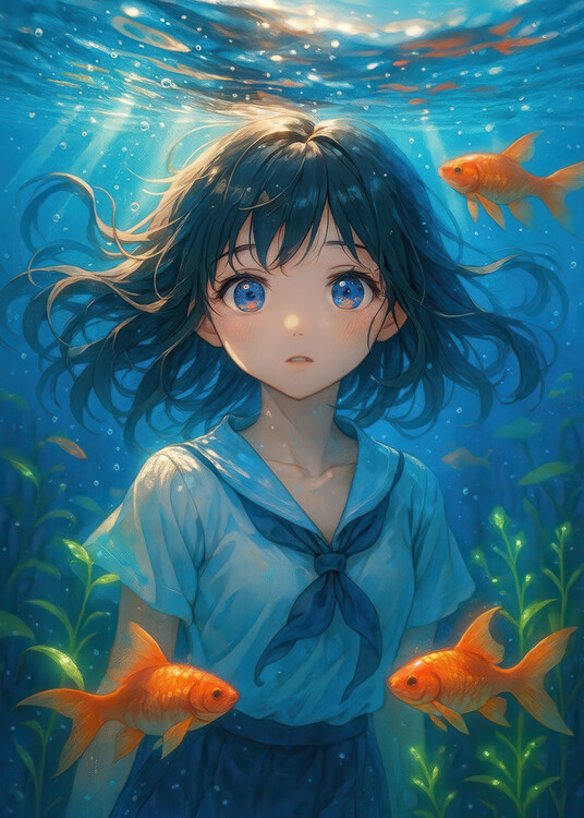 Poster Anime Girl of the Deep Blue Dreams