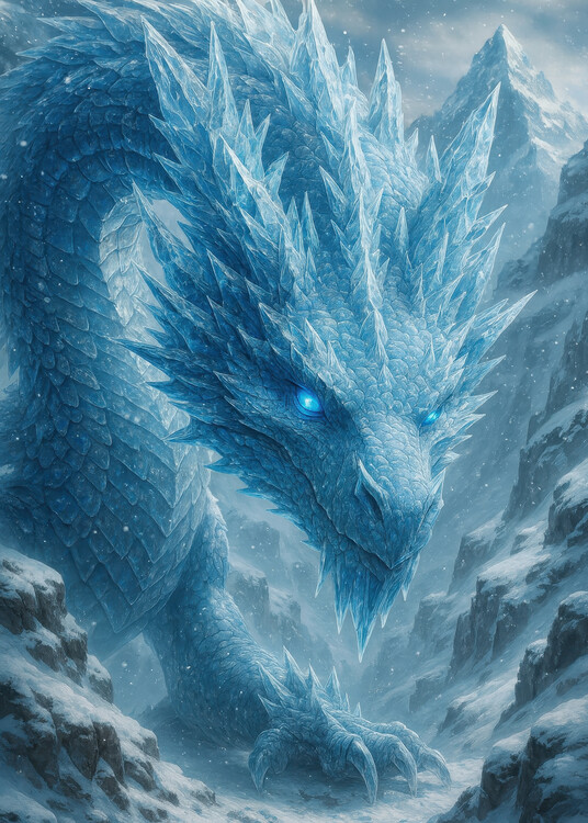 Obraz na płótnie Frostborn Dragon of the Frozen Peaks