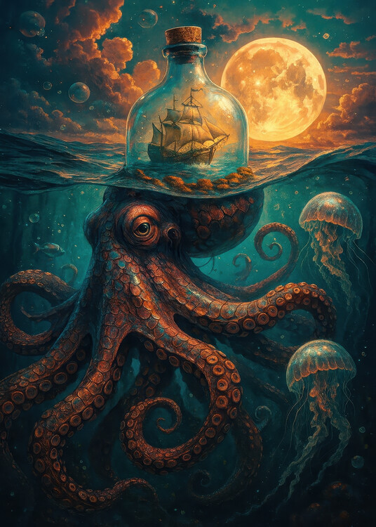 Poster The Octopus and the Ship in the Bottle