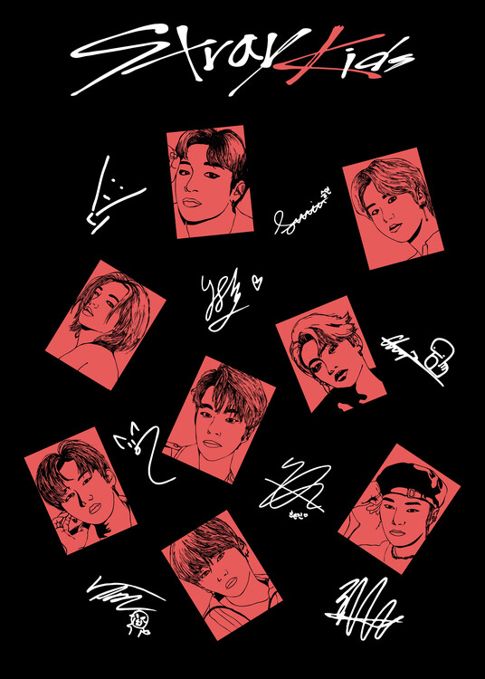 Poster K-pop boy band illustration