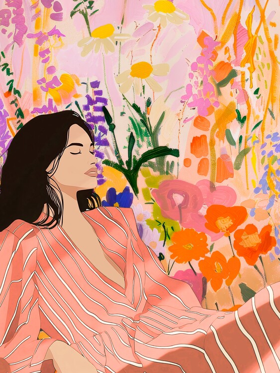 Poster Woman relaxing, Boheme paint