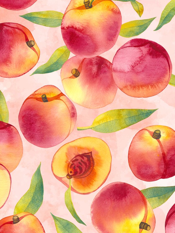 Poster Peach, fruit art