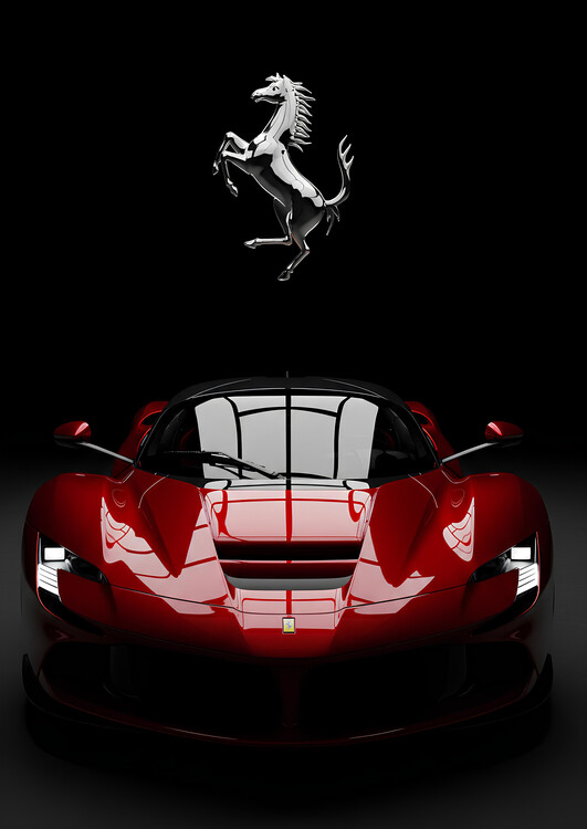 Плакат Ferrari Front Fascia And Iconic Prancing Horse Emblem