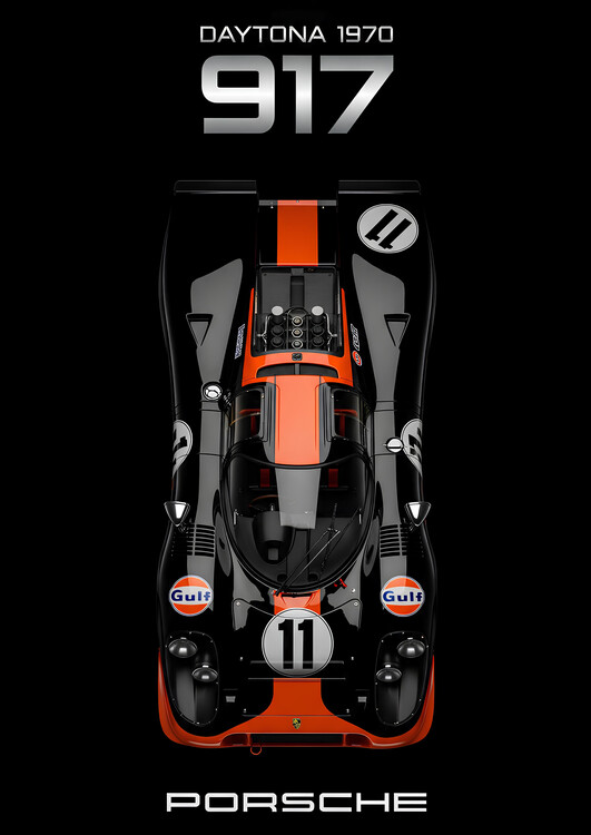 Плакат Daytona 1970 The Black and Orange Majesty of the Porsche 911