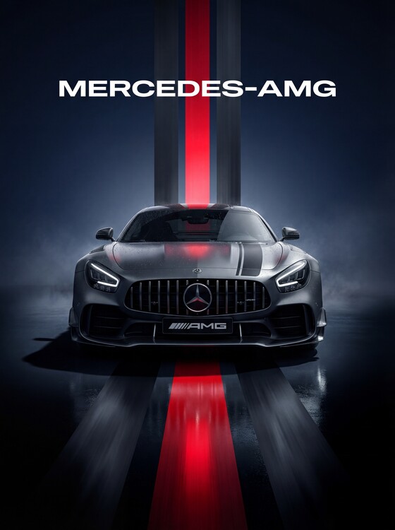 Плакат Mercedes-AMG GT performance distilled pure automotive art