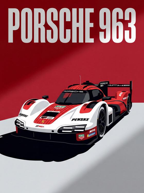 Плакат Porsche 963: Team Penske's Quest for IMSA Glory