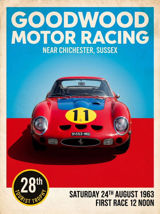 Плакат Ferrari 250 GTO: Goodwood Motor Racing 28th Tourist Trophy
