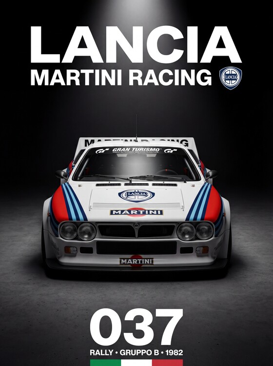 Плакат Lancia 037 Rally: Martini Racing Gruppo B Icon Front View
